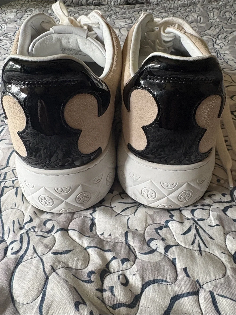 Tory Burch size 13 Ladybug Women's White and Beige Lace-Up Sneakers